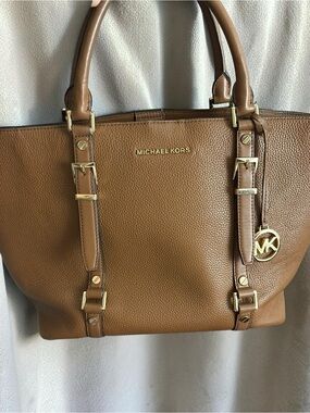 Michael Kors Pebbled Leather Tote Luggage Brown